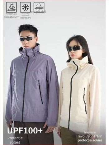 Jachetă de drumeție cu glugă, unisex, pentru vară, din nylon, UPF50+ UV protecție, uscare rapidă, respirabilă