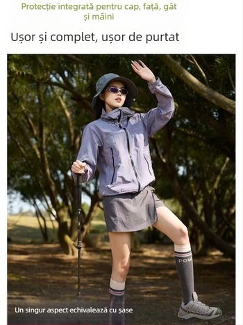 Jachetă de drumeție cu glugă, unisex, pentru vară, din nylon, UPF50+ UV protecție, uscare rapidă, respirabilă