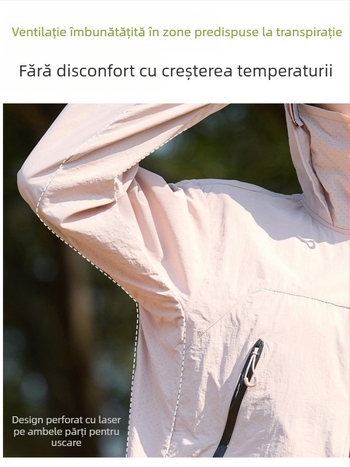 Jachetă de drumeție cu glugă, unisex, pentru vară, din nylon, UPF50+ UV protecție, uscare rapidă, respirabilă
