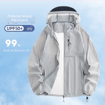 Unisex jachetă ușoară de vară cu protecție UV UPF50+, nailon, cu glugă, pentru drumeții, camping și pescuit