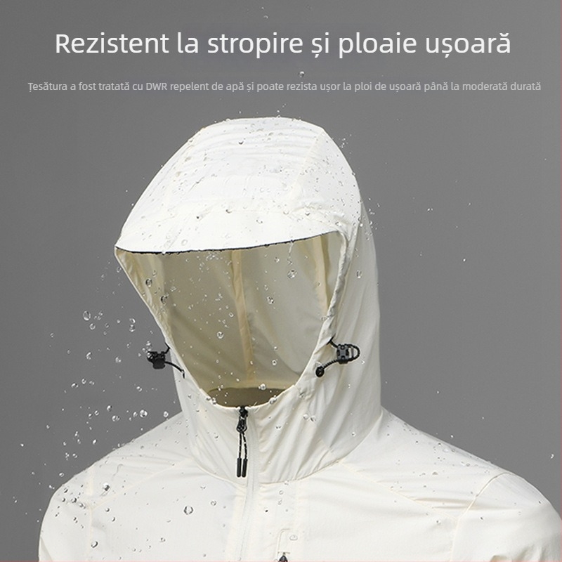 Unisex jachetă ușoară de vară cu protecție UV UPF50+, nailon, cu glugă, pentru drumeții, camping și pescuit