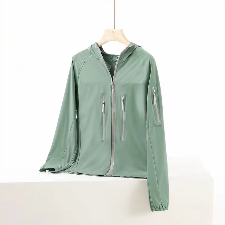 Geacă de vânt unisex pentru exterior, cu protecție UV UPF40+, material din nailon, respirabilă, cu glugă