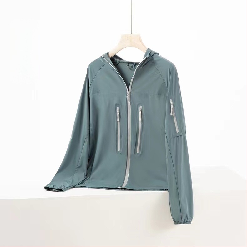 Geacă de vânt unisex pentru exterior, cu protecție UV UPF40+, material din nailon, respirabilă, cu glugă