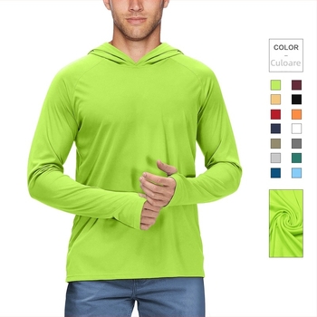 Jachetă cu glugă din poliester UPF50+ pentru drumeții, camping și pescuit – ușor, respirabil, uscare rapidă