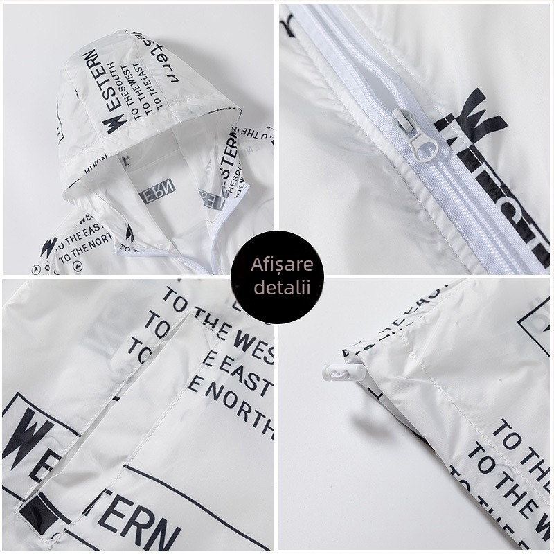 Jachetă de vânt outdoor, unisex, vară, poliester respirabil, uscat rapid, cu glugă.