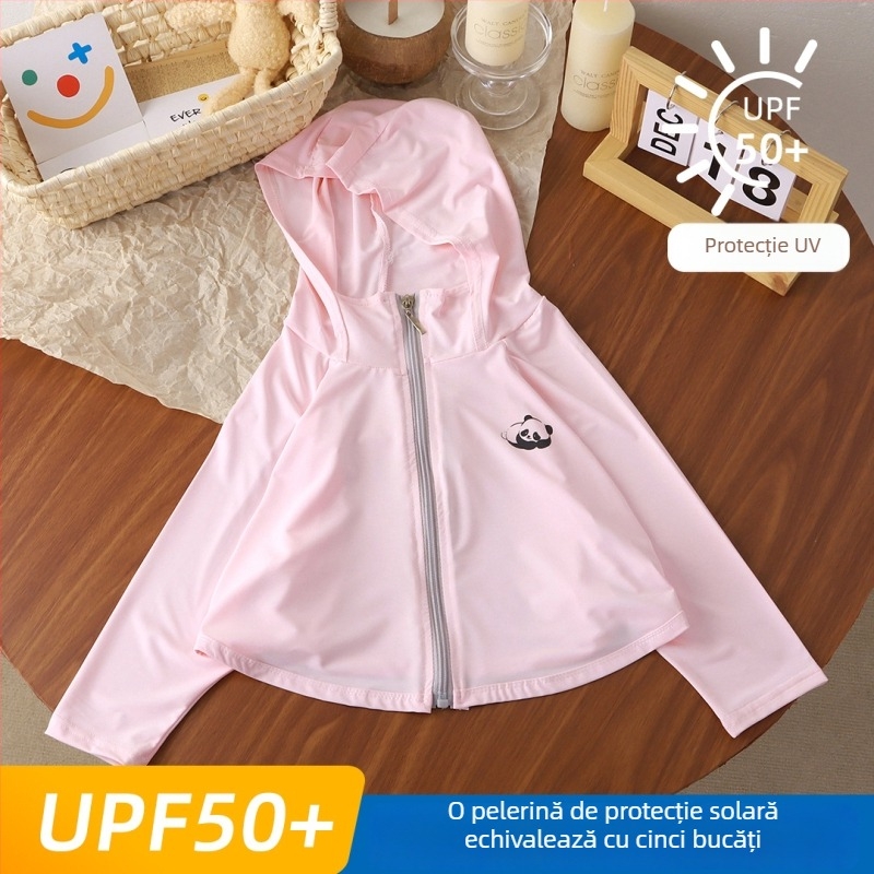 Tricou pentru copii cu protecție UV UPF50+ Ice Silk, respirabil pentru vară, mâneci batwing, 7–12 ani, 95% poliester