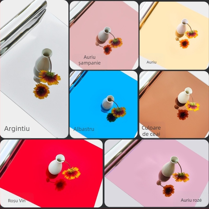 Film oglindă autoadeziv pentru perete, cu două fețe, din PET; potrivit pentru living, dormitor și spații comerciale; oferă protecție solară, umbrire și izolație termică.