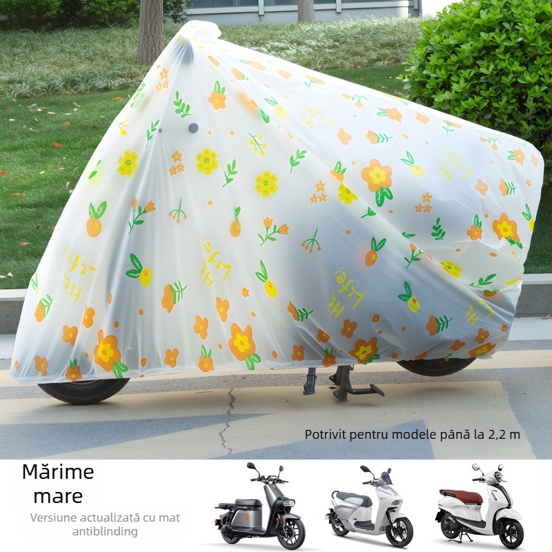 Acoperire pentru vehicule electrice, protecție împotriva ploii și a soarelui; stil: desen animat, drăguț, simplu