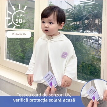 Pelerină pentru copii cu protecție UV, glugă fixă, poliester Ice-Silk, 200 g, pentru vârste 1–3 ani