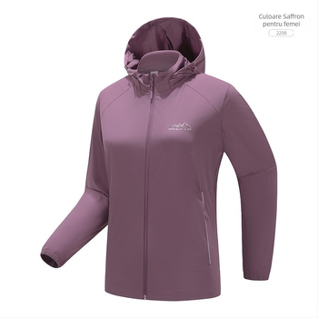 Jachetă exterioară din nylon Windbreaker, protecție UV50+, respirabilă, cu glugă, unisex