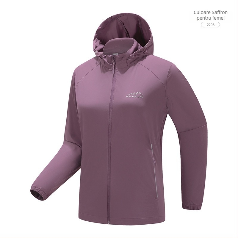 Jachetă exterioară din nylon Windbreaker, protecție UV50+, respirabilă, cu glugă, unisex