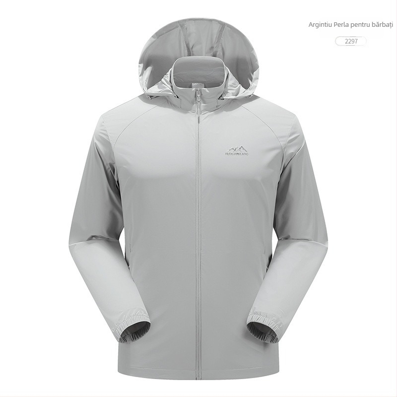 Jachetă exterioară din nylon Windbreaker, protecție UV50+, respirabilă, cu glugă, unisex