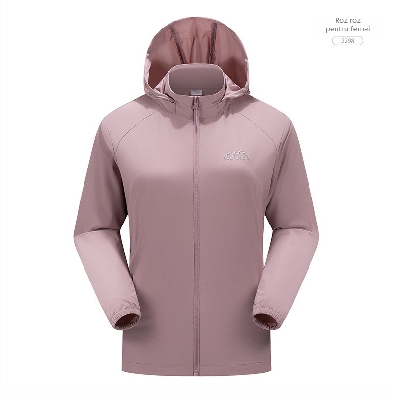 Jachetă exterioară din nylon Windbreaker, protecție UV50+, respirabilă, cu glugă, unisex