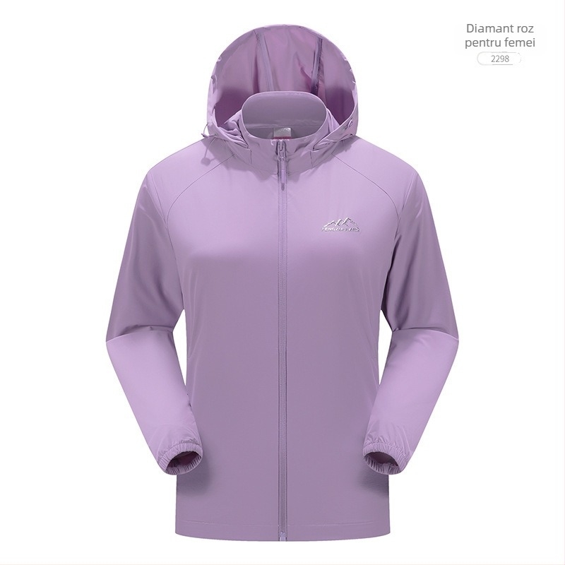 Jachetă exterioară din nylon Windbreaker, protecție UV50+, respirabilă, cu glugă, unisex