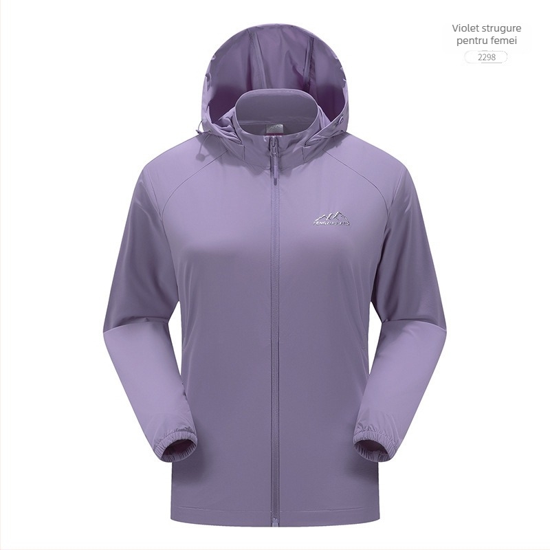 Jachetă exterioară din nylon Windbreaker, protecție UV50+, respirabilă, cu glugă, unisex
