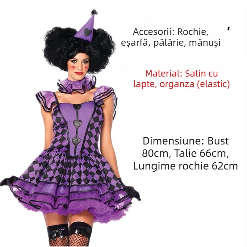 Mmm mumble rochie de scenă pentru clovn, cosplay de Halloween, țesătură poliester, primăvara 2025