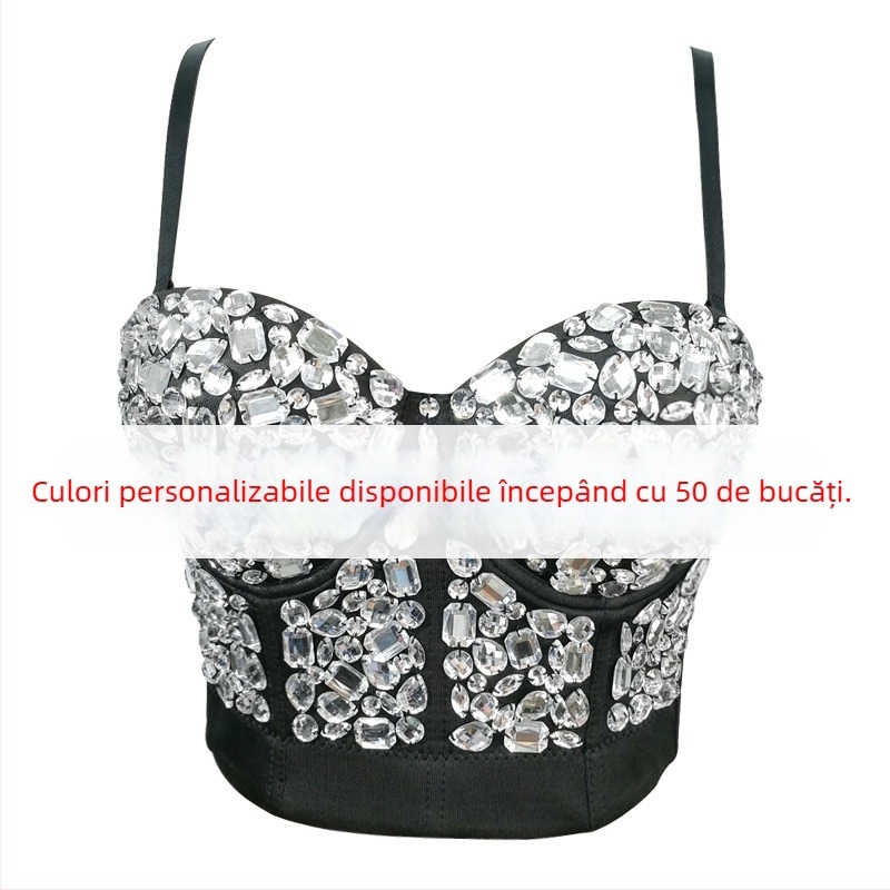 Top tubular cu întărituri și inel din oțel, corset de modelare a corpului dintr-un amestec tricotat acetat-spandex, ținută de scenă