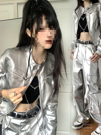 Set de haine pentru reprezentații K-Pop: costum futurist pentru scenă și bar; chenille și spandex ca material principal; toamnă 2024; unisex; conținut principal <30%