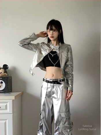 Set de haine pentru reprezentații K-Pop: costum futurist pentru scenă și bar; chenille și spandex ca material principal; toamnă 2024; unisex; conținut principal <30%