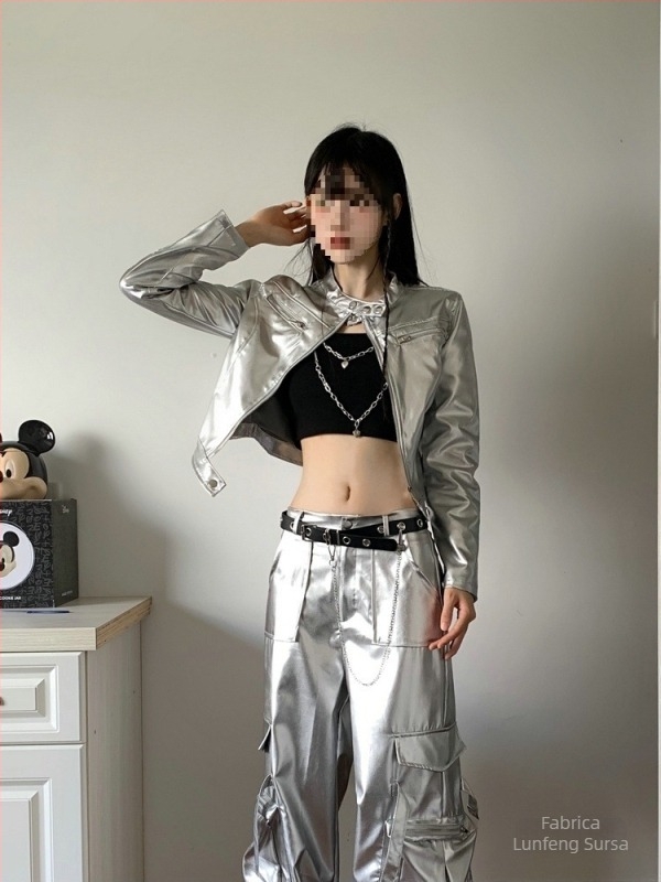 Set de haine pentru reprezentații K-Pop: costum futurist pentru scenă și bar; chenille și spandex ca material principal; toamnă 2024; unisex; conținut principal <30%