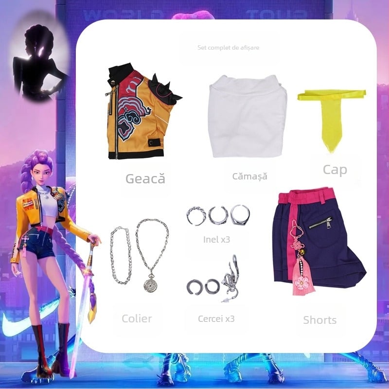 Set costum cosplay pentru vedeta K-Pop Hunter Witch Group – personajul Rumi Mirazoi, Polyester + Spandex, pentru reprezentație pe scenă, vara 2025, feminin