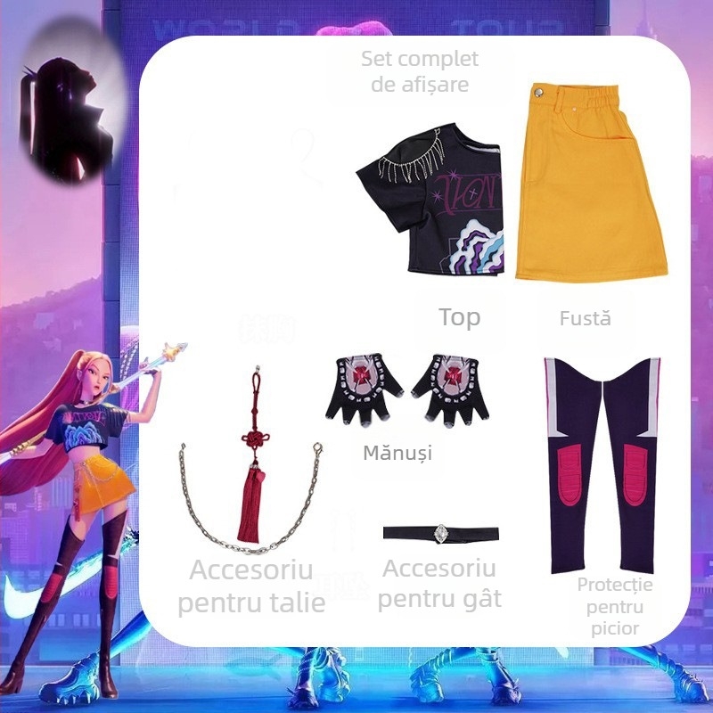Set costum cosplay pentru vedeta K-Pop Hunter Witch Group – personajul Rumi Mirazoi, Polyester + Spandex, pentru reprezentație pe scenă, vara 2025, feminin