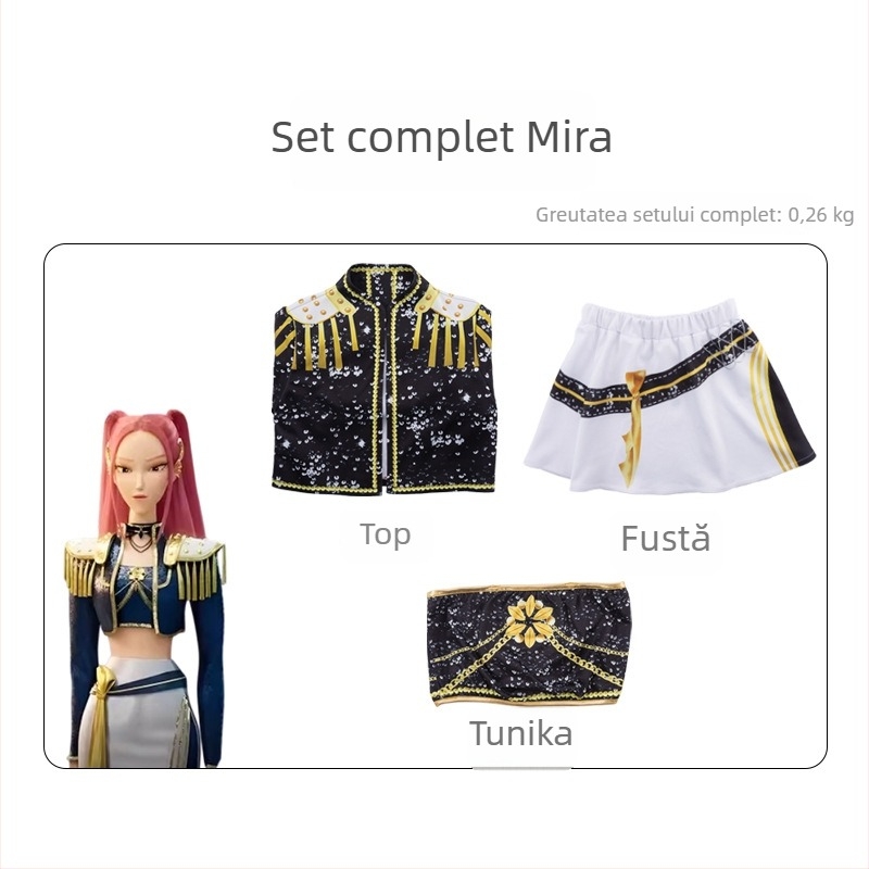 Costum cosplay pentru grup de vânătoare de demoni, inspirație K-Pop pentru scenă, țesătură Chenille, poliester 70–80%, Spandex sub 30%