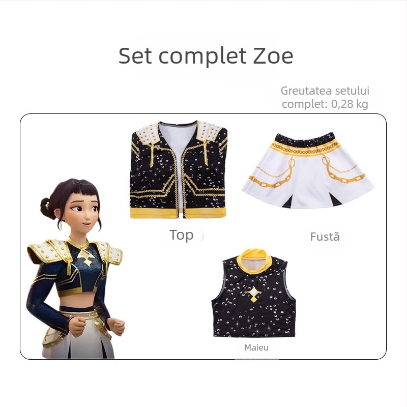 Costum cosplay pentru grup de vânătoare de demoni, inspirație K-Pop pentru scenă, țesătură Chenille, poliester 70–80%, Spandex sub 30%