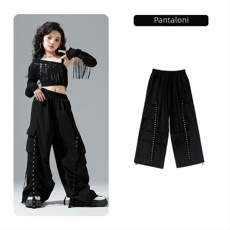 Costum de dans jazz pentru fete, pentru reprezentație, cu ciucuri și paiete, 50% bumbac, primăvara 2025