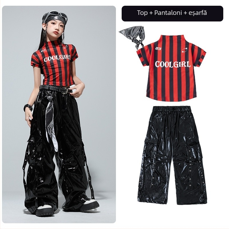 Costum de dans jazz pentru copii – stil hip hop – pentru copii 8+ ani (peste 140 cm) – lansare vară 2025