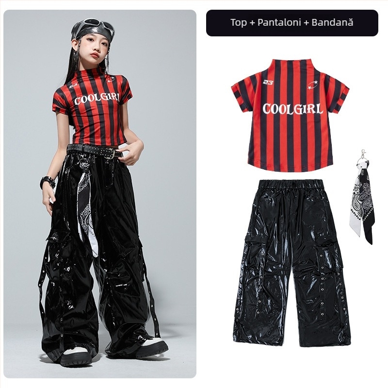 Costum de dans jazz pentru copii – stil hip hop – pentru copii 8+ ani (peste 140 cm) – lansare vară 2025