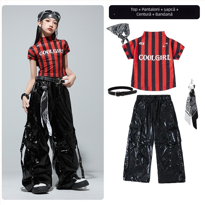 Costum de dans jazz pentru copii – stil hip hop – pentru copii 8+ ani (peste 140 cm) – lansare vară 2025