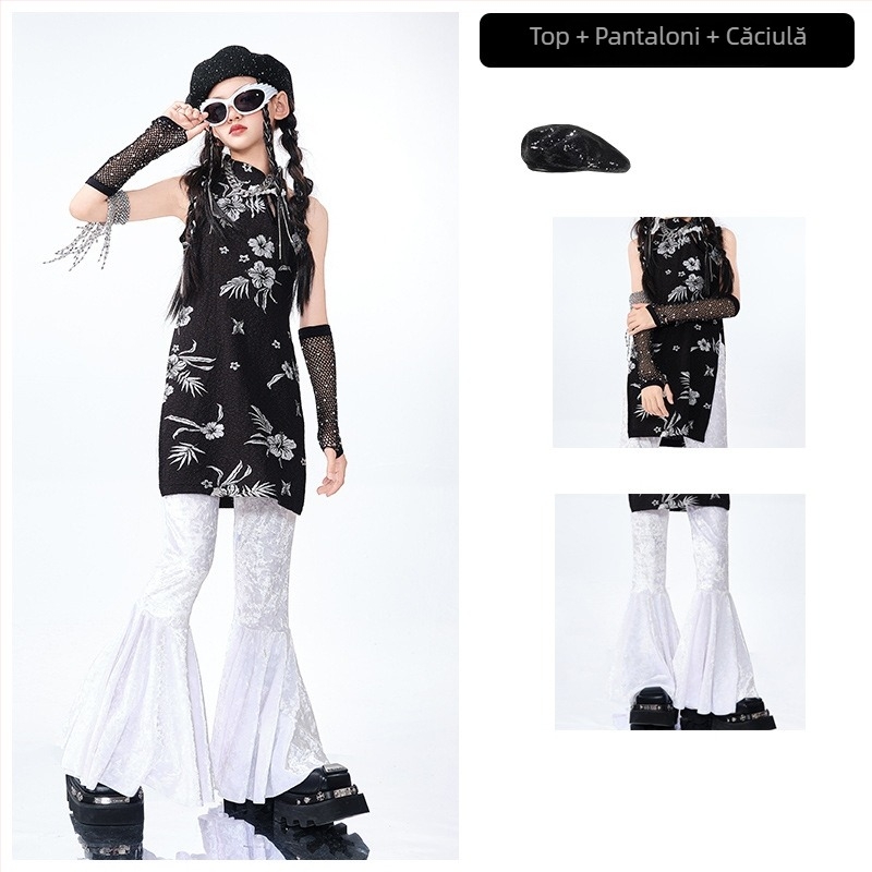 Set pentru dans Jazz pentru copii - țesătură lavabilă cu enzime, pentru vârste 3–8 ani, vară 2025, origine Zhejiang