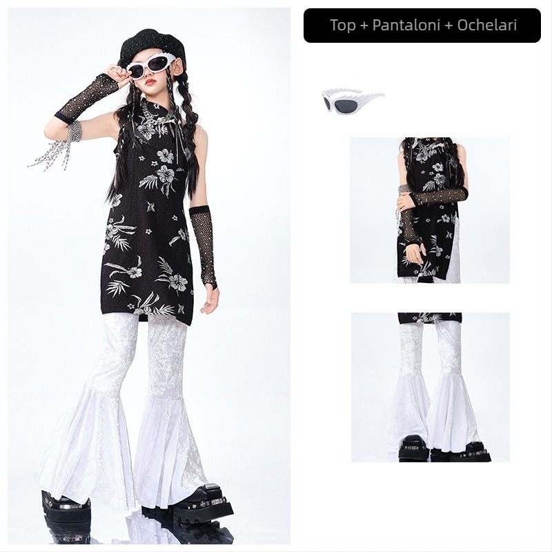 Set pentru dans Jazz pentru copii - țesătură lavabilă cu enzime, pentru vârste 3–8 ani, vară 2025, origine Zhejiang