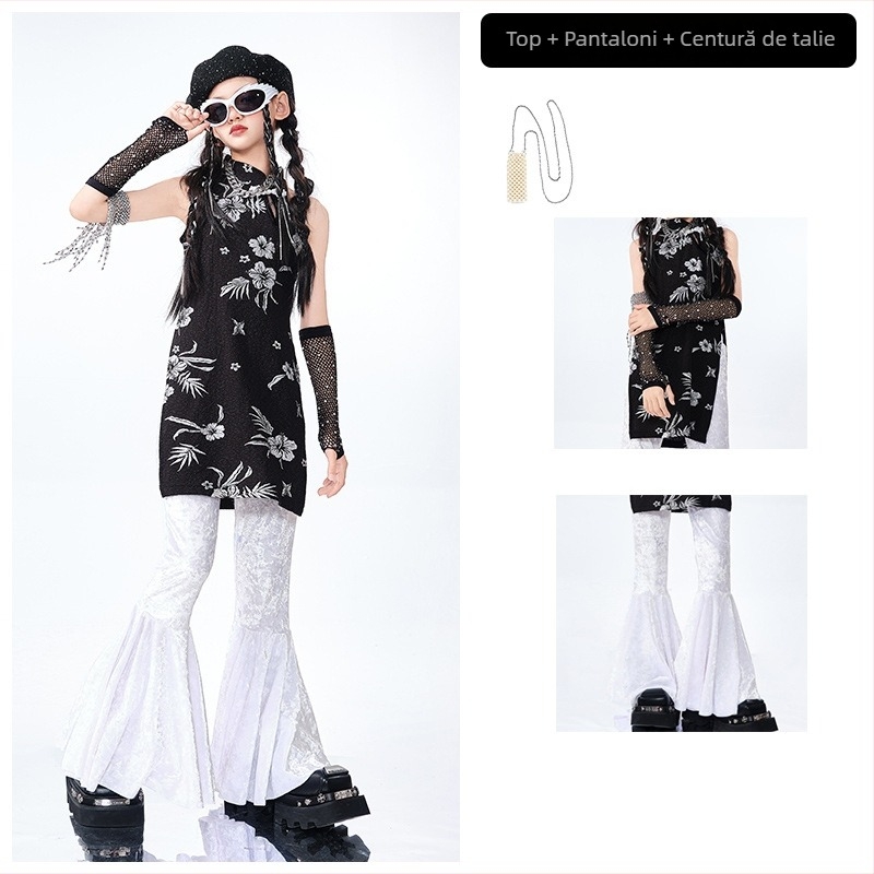 Set pentru dans Jazz pentru copii - țesătură lavabilă cu enzime, pentru vârste 3–8 ani, vară 2025, origine Zhejiang