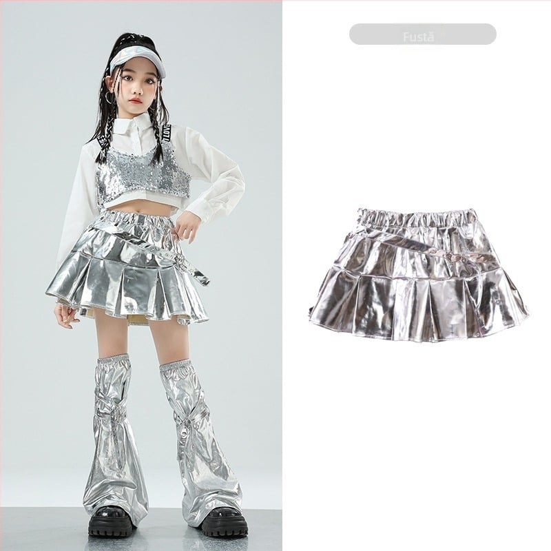 Costum de dans jazz pentru fete – țesătură din bumbac 50% conținut, pentru copii de 8 ani și peste, îmbrăcăminte pentru scenă/dans