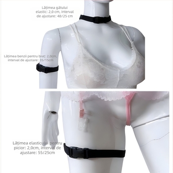 Set de bijuterii elastice pentru dans: brățară, bandă pentru mână, colier și inel pentru picior, design geometric, unisex, primăvara 2024