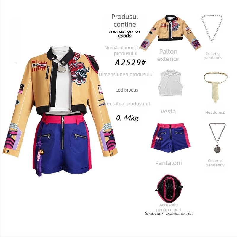 Costum cosplay pentru grupă K-Pop feminină, stil elegant, poliester 80–90% conținut, lansare vară 2025, pentru jocuri și anime, brand Starry Sky