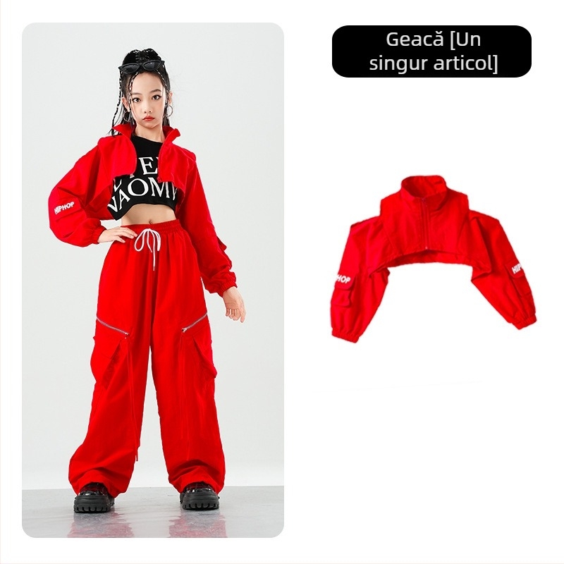 Costum de dans jazz pentru copii – stil stradal, țesătură din fibre de acetat cu tratament moale, fibră principală acetat, sezon vară 2025