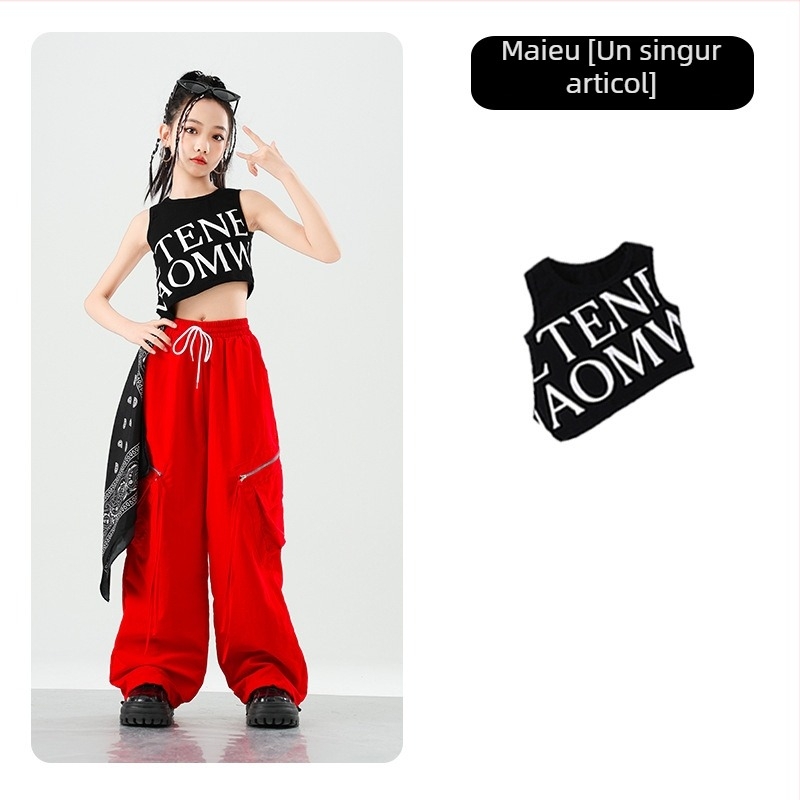 Costum de dans jazz pentru copii – stil stradal, țesătură din fibre de acetat cu tratament moale, fibră principală acetat, sezon vară 2025