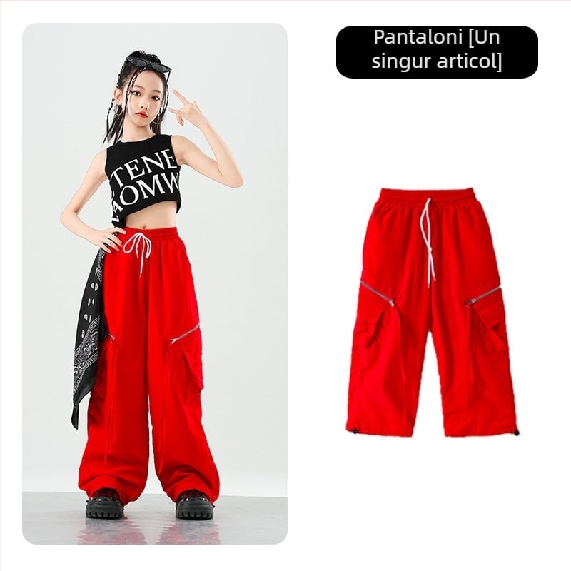 Costum de dans jazz pentru copii – stil stradal, țesătură din fibre de acetat cu tratament moale, fibră principală acetat, sezon vară 2025