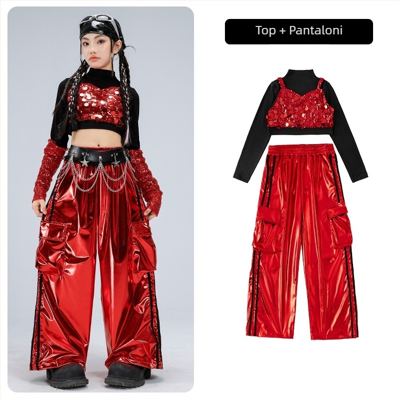 Costum de performanță pentru fete, pentru copii, tricou cu mânecă lungă în stil catwalk (material poliester; conținut poliester 50%; potrivit pentru 8+ ani; iarna 2025; etichetă de gât)