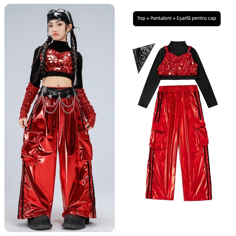 Costum de performanță pentru fete, pentru copii, tricou cu mânecă lungă în stil catwalk (material poliester; conținut poliester 50%; potrivit pentru 8+ ani; iarna 2025; etichetă de gât)