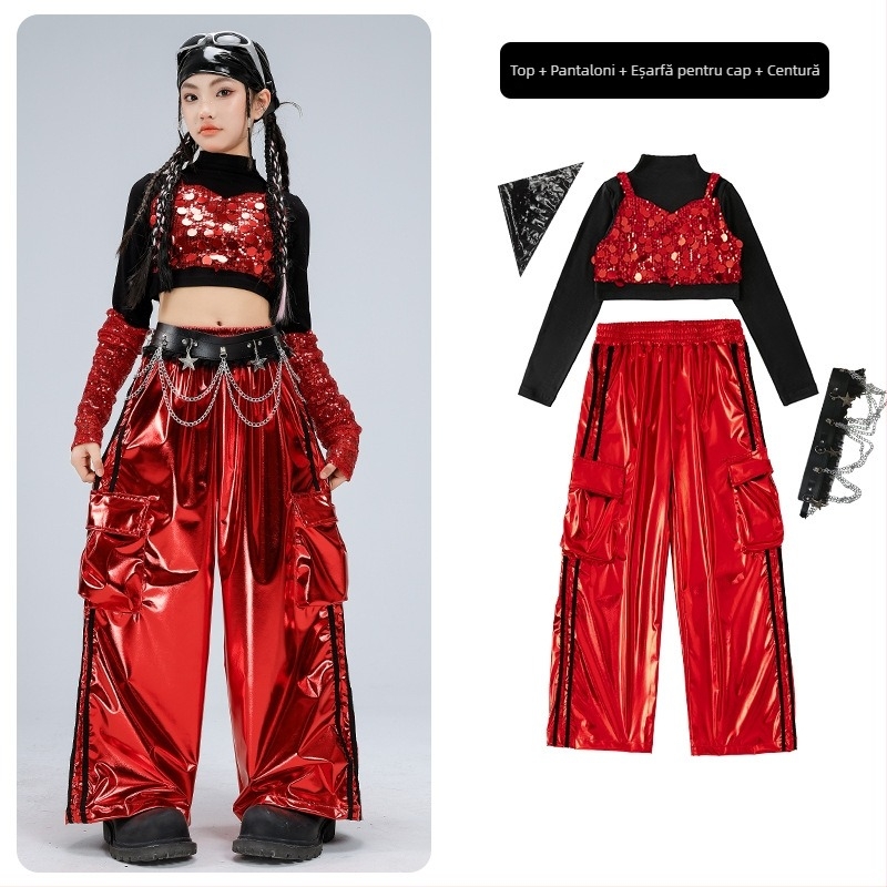 Costum de performanță pentru fete, pentru copii, tricou cu mânecă lungă în stil catwalk (material poliester; conținut poliester 50%; potrivit pentru 8+ ani; iarna 2025; etichetă de gât)