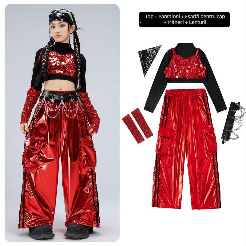 Costum de performanță pentru fete, pentru copii, tricou cu mânecă lungă în stil catwalk (material poliester; conținut poliester 50%; potrivit pentru 8+ ani; iarna 2025; etichetă de gât)