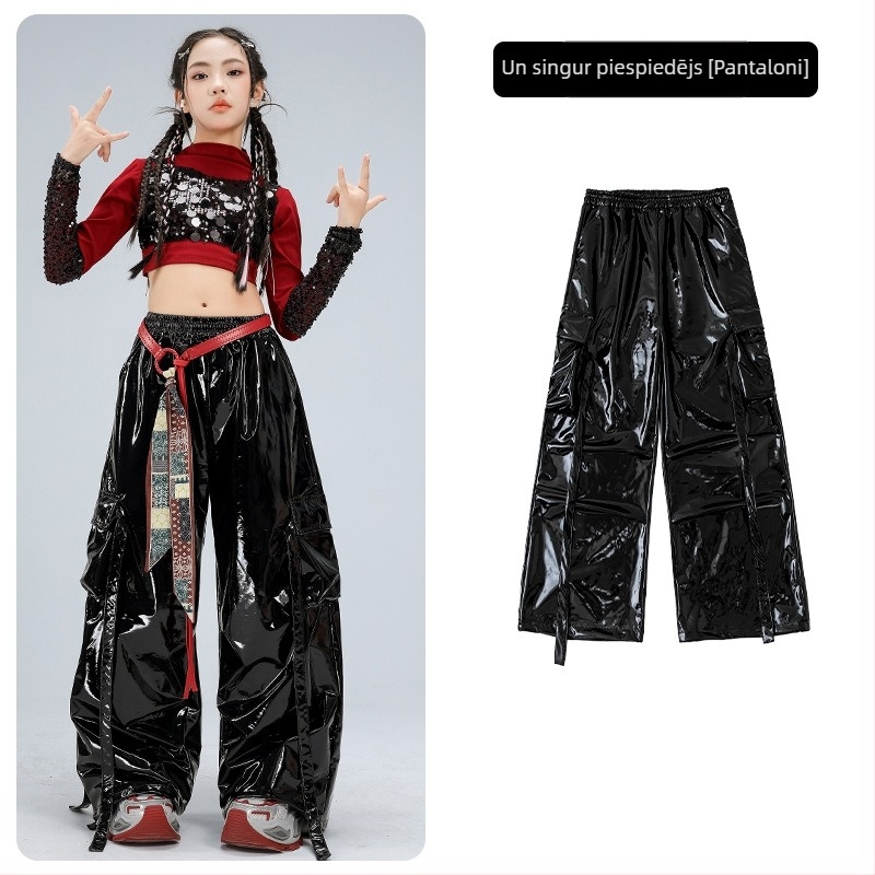 Costum de performanță pentru fete, pentru copii, tricou cu mânecă lungă în stil catwalk (material poliester; conținut poliester 50%; potrivit pentru 8+ ani; iarna 2025; etichetă de gât)