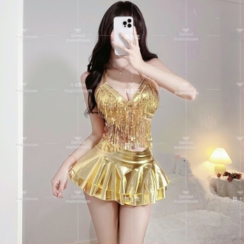 Costum Go-Go pentru femei, ținută sexy pentru reprezentația de dans în grup, set fashion pentru dans jazz cu DJ Lead (Brand: Alt; Țesătură: Altă; Confecționare: Altă; An/Sezon: Alt)