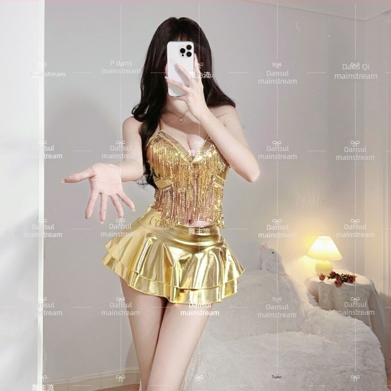 Costum Go-Go pentru femei, ținută sexy pentru reprezentația de dans în grup, set fashion pentru dans jazz cu DJ Lead (Brand: Alt; Țesătură: Altă; Confecționare: Altă; An/Sezon: Alt)