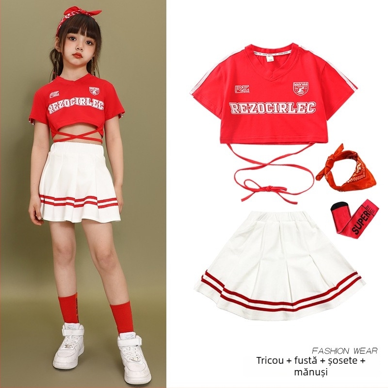 Costum de dans hip-hop pentru copii – stil coreean; 70% bumbac; pentru copii peste 8 ani; unisex