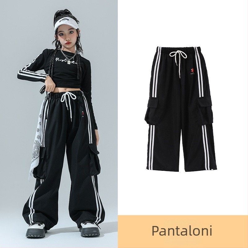 Costum de dans Jazz pentru copii – ținută de scenă pentru fete, fibră de acetat, tratament moale, stil hip-hop, Toamnă 2024